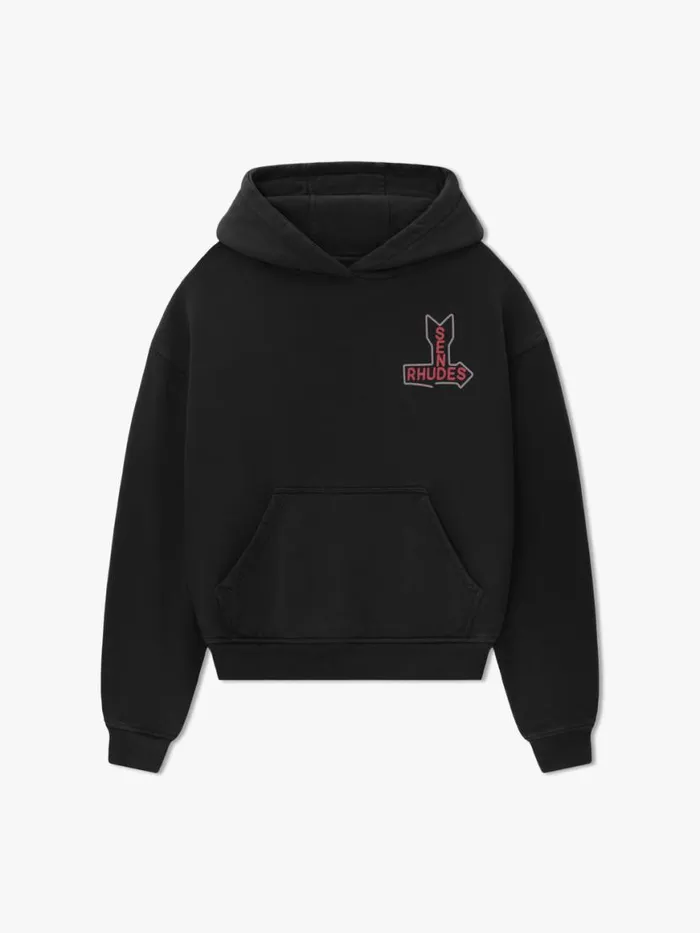 Men Rhude Sweatshirts SEND S HOODIE Vtg Black