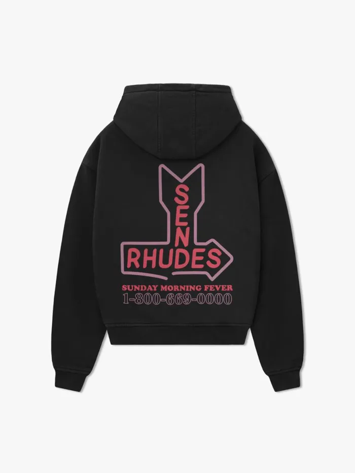 Men Rhude Sweatshirts SEND S HOODIE Vtg Black