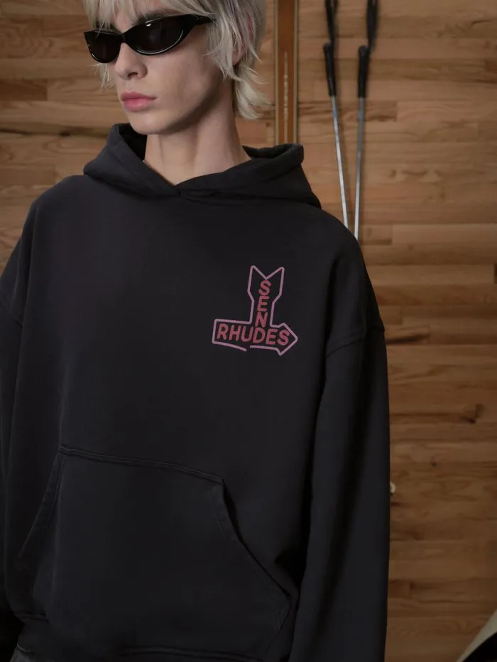 Men Rhude Sweatshirts SEND S HOODIE Vtg Black