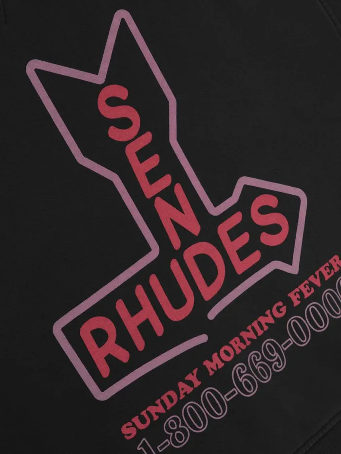 Men Rhude Sweatshirts SEND S HOODIE Vtg Black