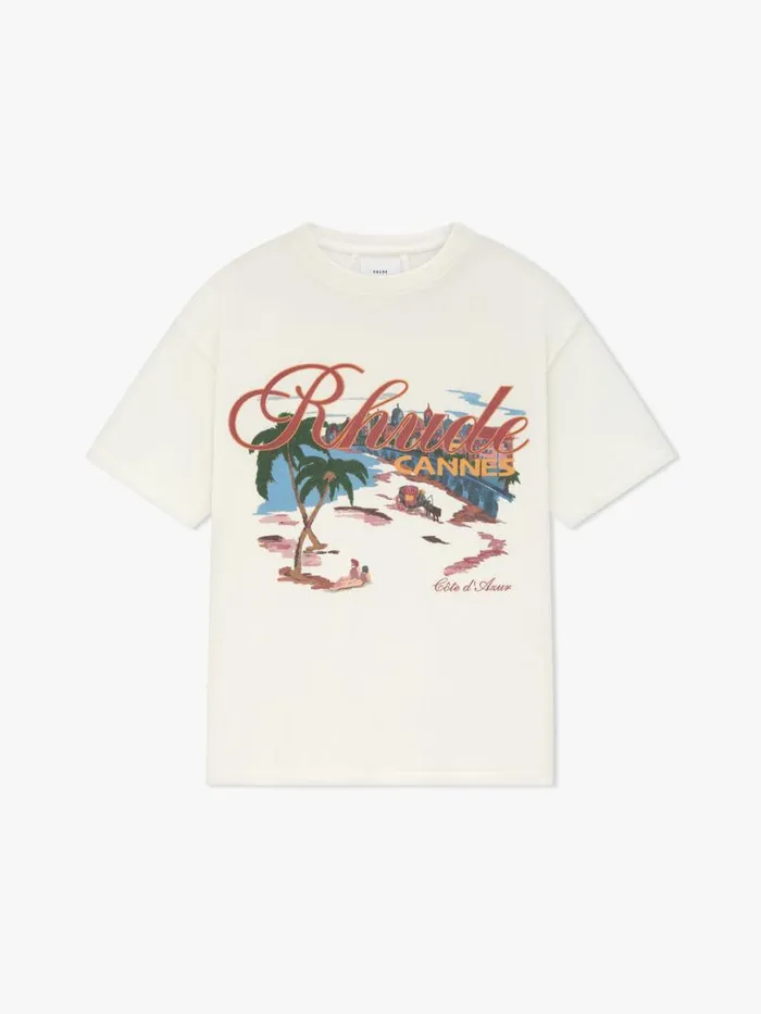 Men Rhude Tees CANNES BEACH TEE Vtg White