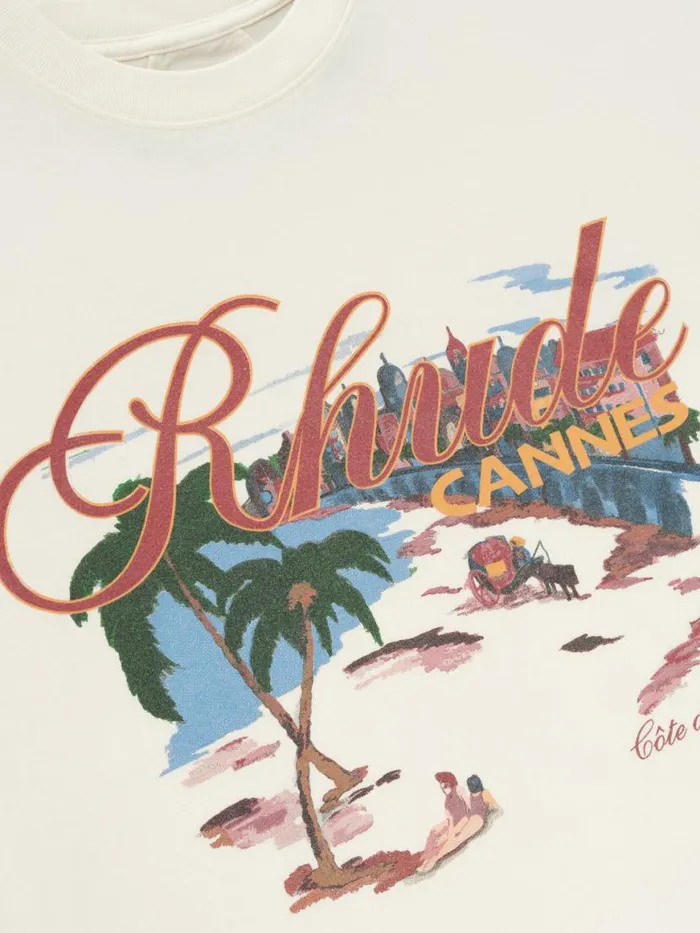 Men Rhude Tees CANNES BEACH TEE Vtg White
