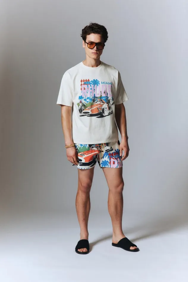 Men Rhude Tees MIAMI GP TEE Vtg White