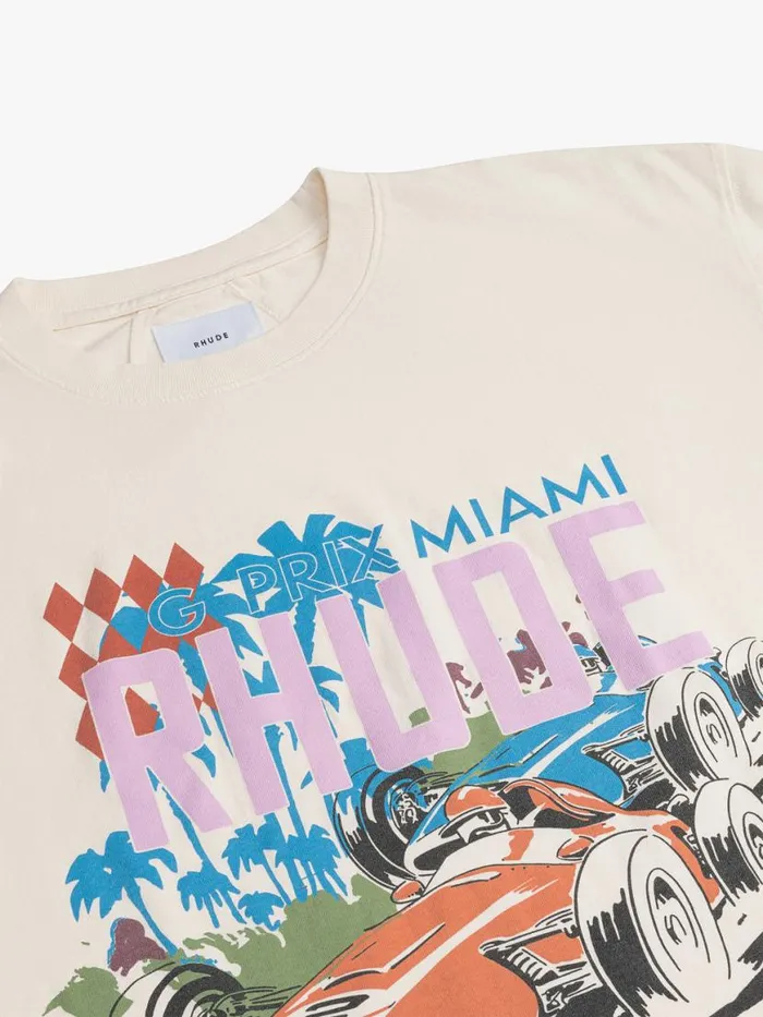 Men Rhude Tees MIAMI GP TEE Vtg White