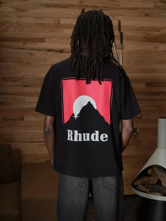 Men Rhude Tees MOONLIGHT TEE Vtg Blackred Men Rhude Tees MOONLIGHT TEE Vtg Blackred