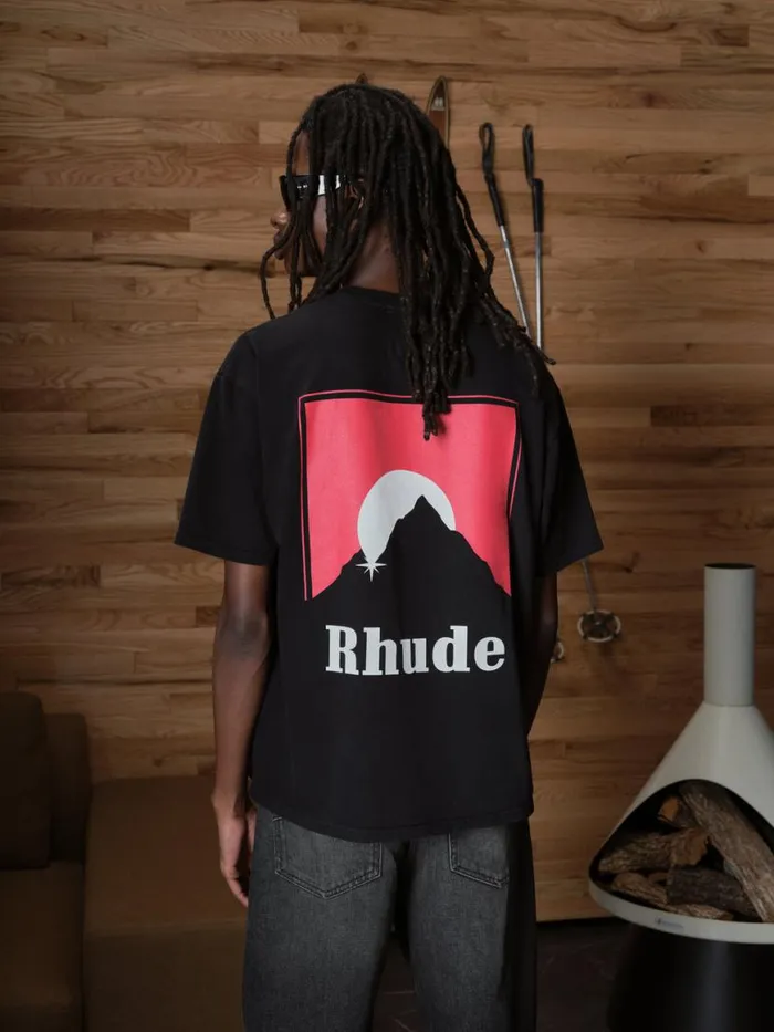 Men Rhude Tees MOONLIGHT TEE Vtg Blackred Men Rhude Tees MOONLIGHT TEE Vtg Blackred