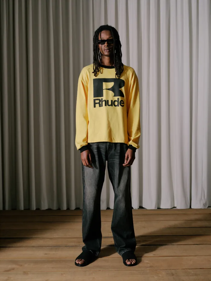 Men Rhude Tees PETROL LS TEE Yellowblack
