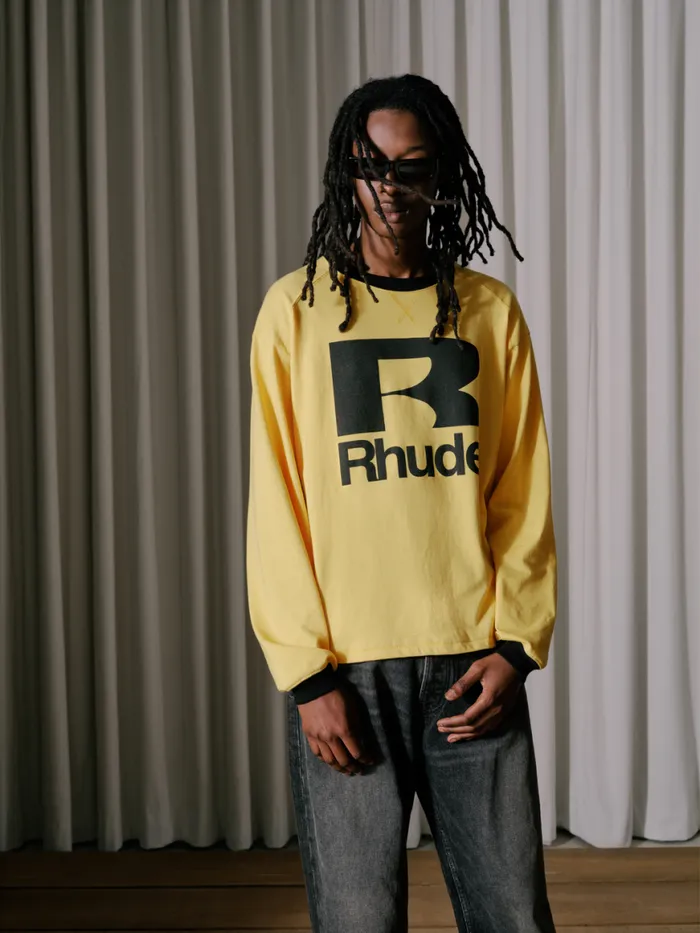 Men Rhude Tees PETROL LS TEE Yellowblack