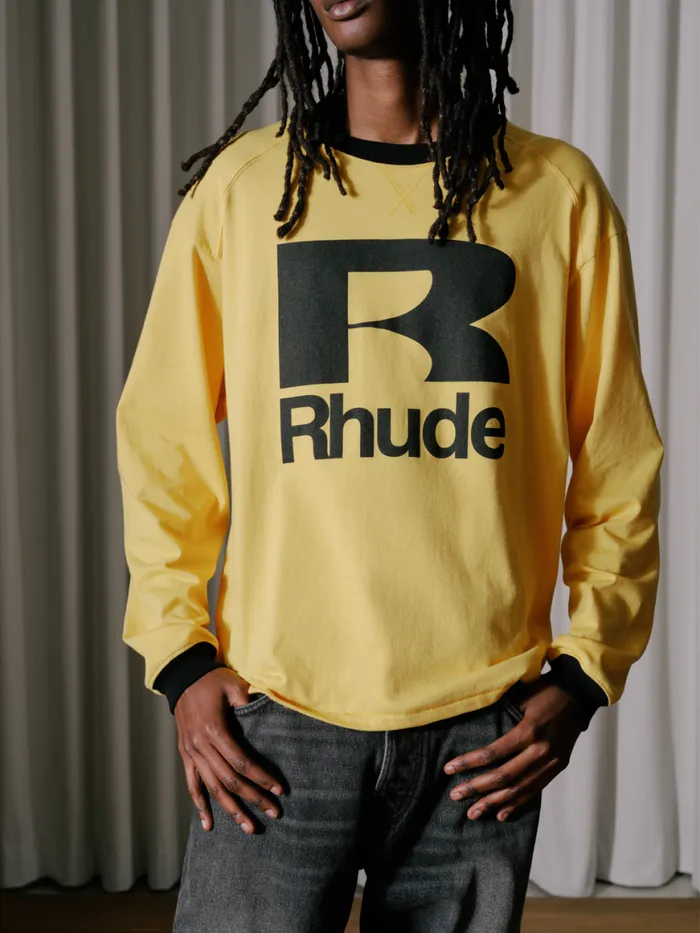 Men Rhude Tees PETROL LS TEE Yellowblack