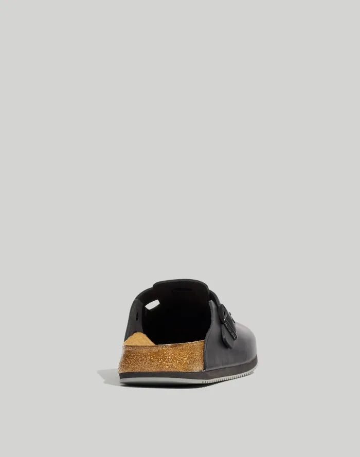 Men Sandals Madewell Birkenstock Boston Grip Leather Clogs Black