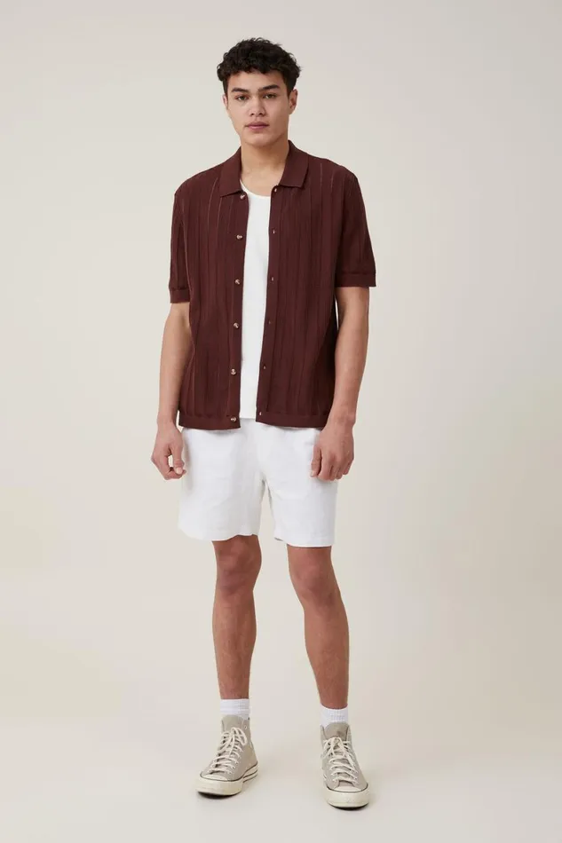 Men Shirts and Polos Cotton On Pablo Short Sleeve Shirt Brown Ladder