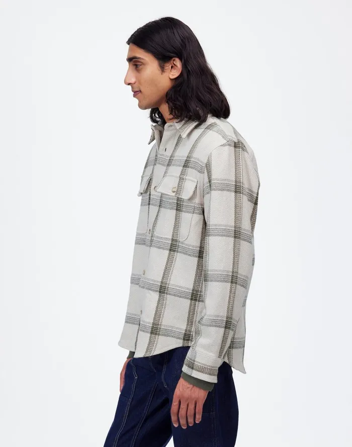 Men Shirts Madewell Brushed Easy ShirtJacket In Italian Fabric Bleached Canvas Heather