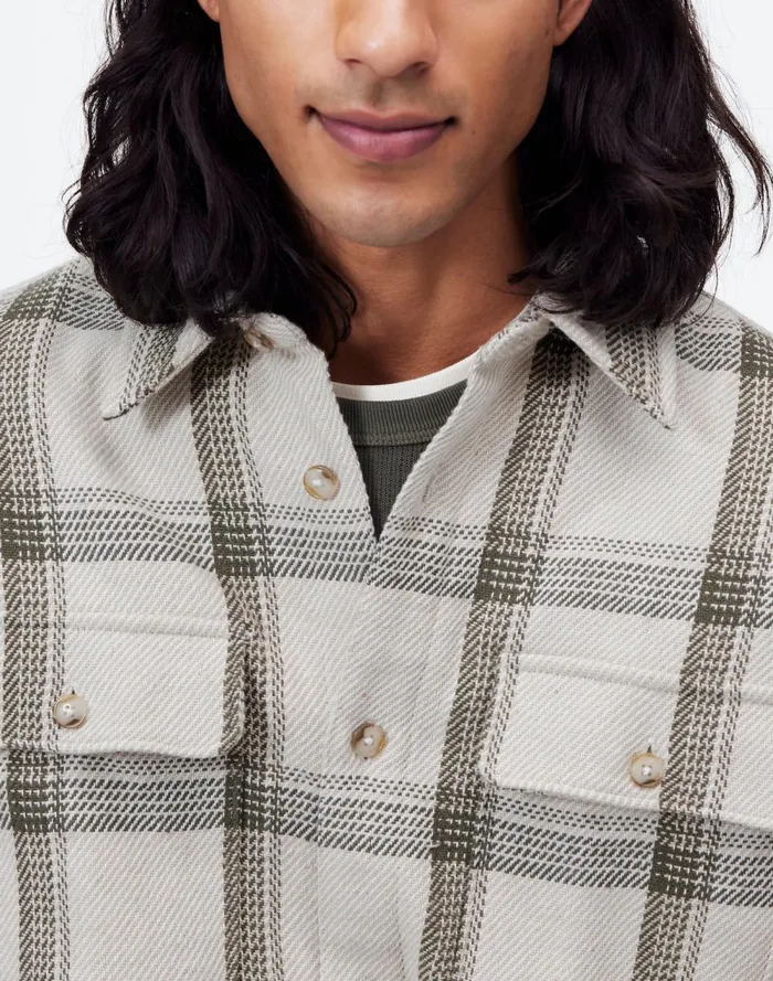 Men Shirts Madewell Brushed Easy ShirtJacket In Italian Fabric Bleached Canvas Heather
