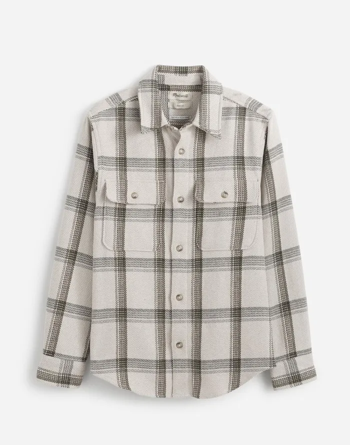 Men Shirts Madewell Brushed Easy ShirtJacket In Italian Fabric Bleached Canvas Heather