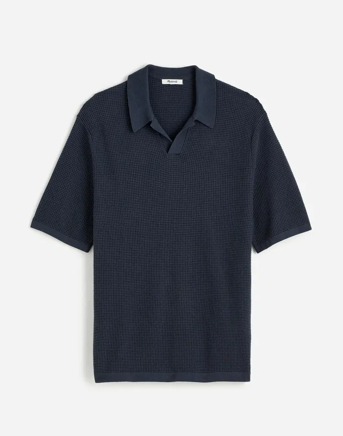 Men Shirts Madewell JohnnyCollar ShortSleeve Sweater Polo Thunder
