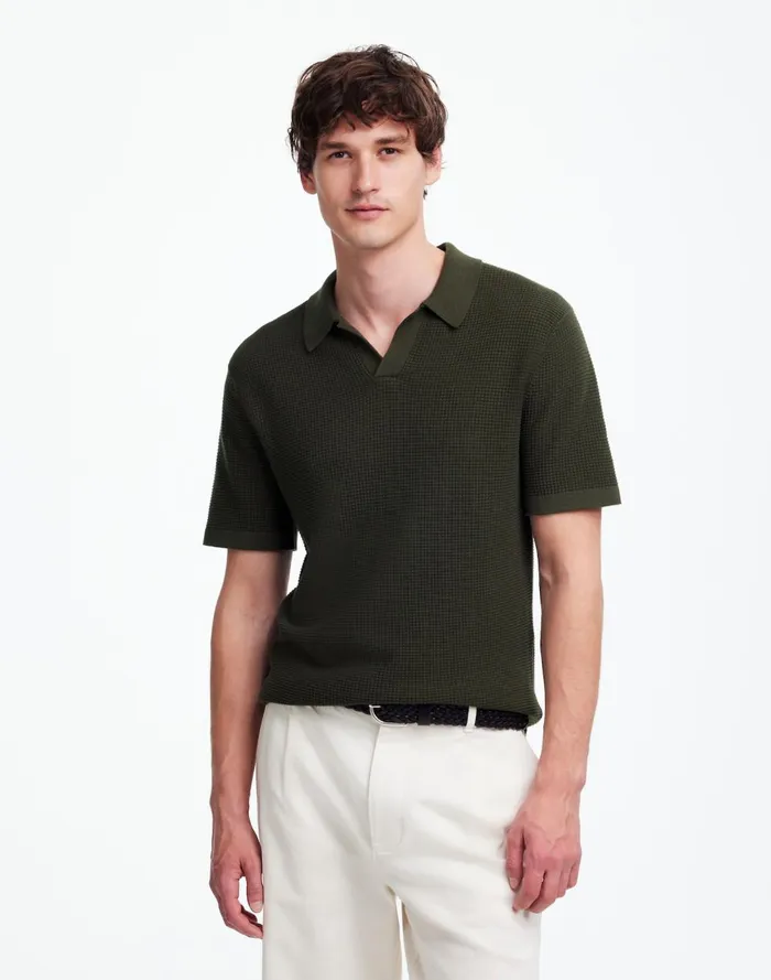 Men Shirts Madewell JohnnyCollar ShortSleeve Sweater Polo Thunder