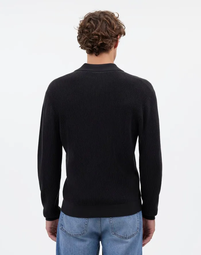 Men Shirts Madewell JohnnyCollar Sweater Polo Shirt In Merino Wool Dark Bottle