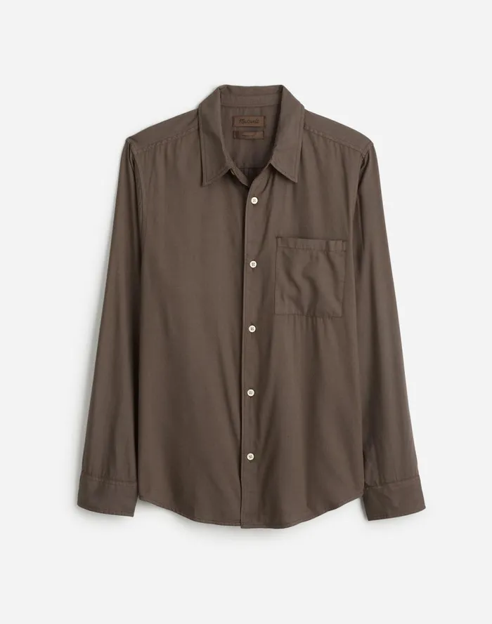 Men Shirts Madewell The Perfect Shirt In Softdrape Twill Dark Surplus