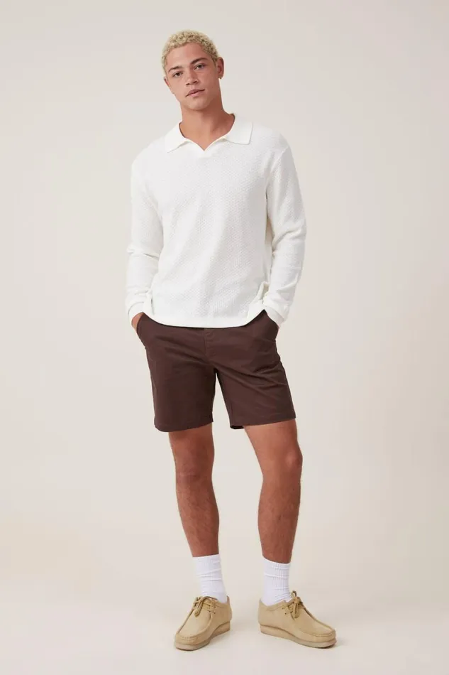 Men Shorts Cotton On Straight Chino Short Chocolate