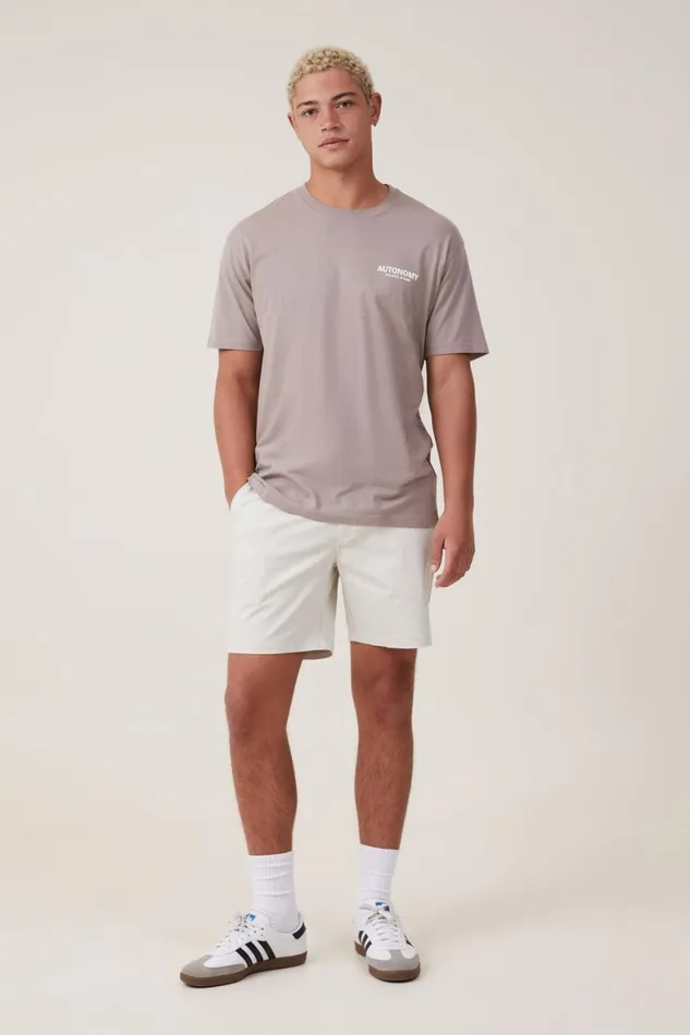 Men Shorts Cotton On Straight Chino Short Washed Stone