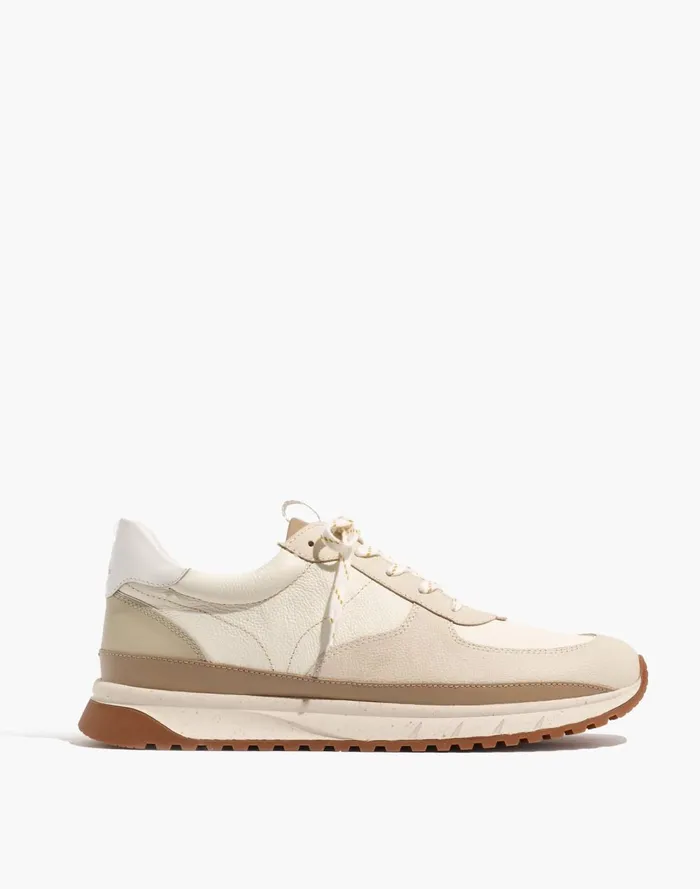 Men Sneakers Madewell Kickoff Trainer Sneakers In Neutral Colorblock Leather Antique Cream Multi