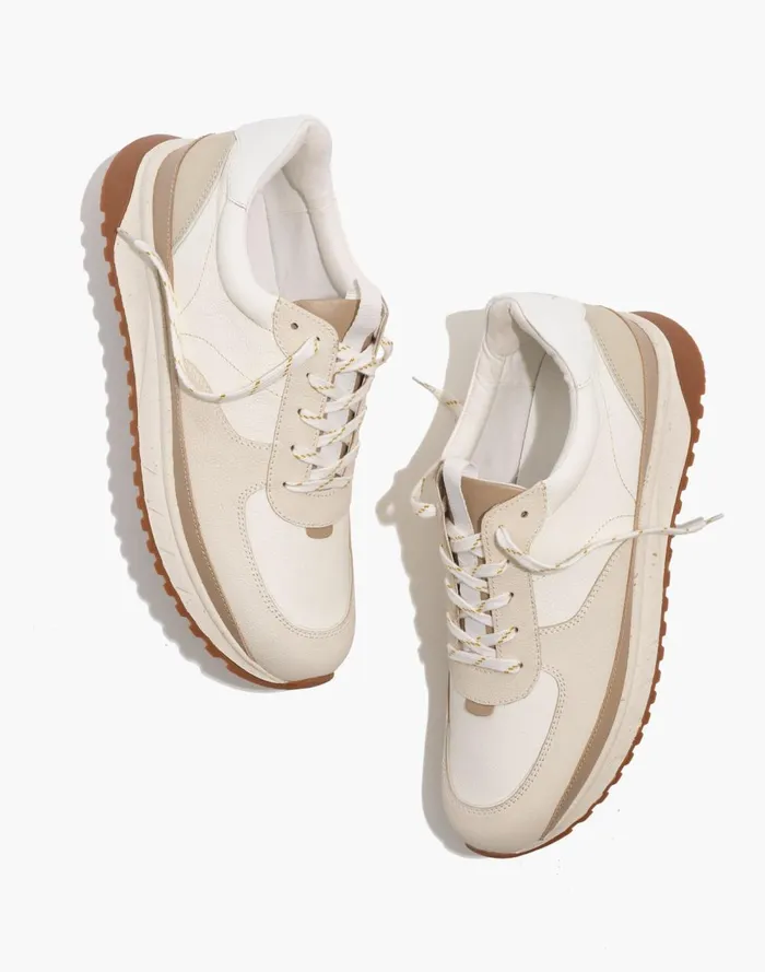 Men Sneakers Madewell Kickoff Trainer Sneakers In Neutral Colorblock Leather Antique Cream Multi