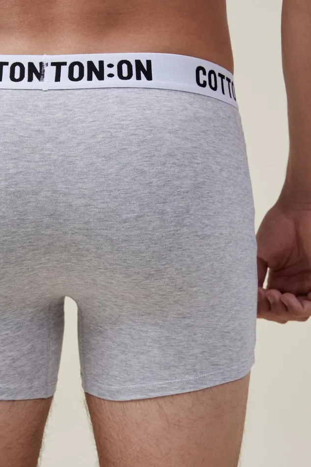 Men Socks and Underwear Cotton On Organic Cotton Trunks Light Grey Marlewhiteblack
