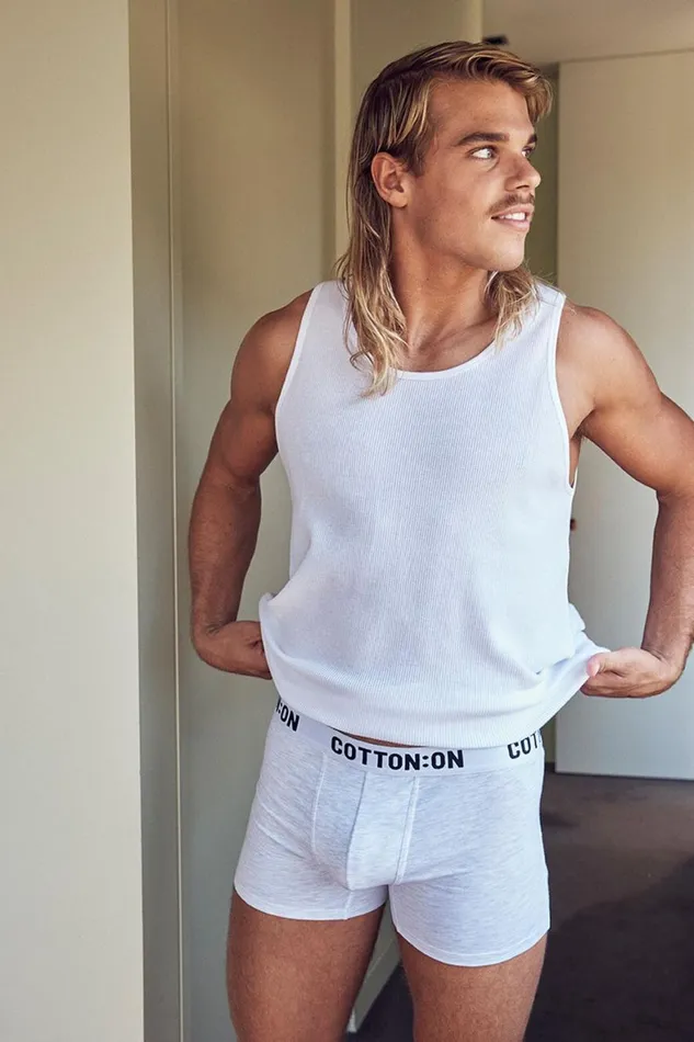 Men Socks and Underwear Cotton On Organic Cotton Trunks Light Grey Marlewhiteblack