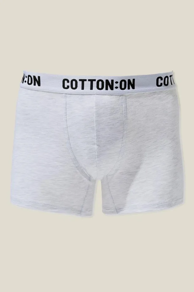 Men Socks and Underwear Cotton On Organic Cotton Trunks Light Grey Marlewhiteblack