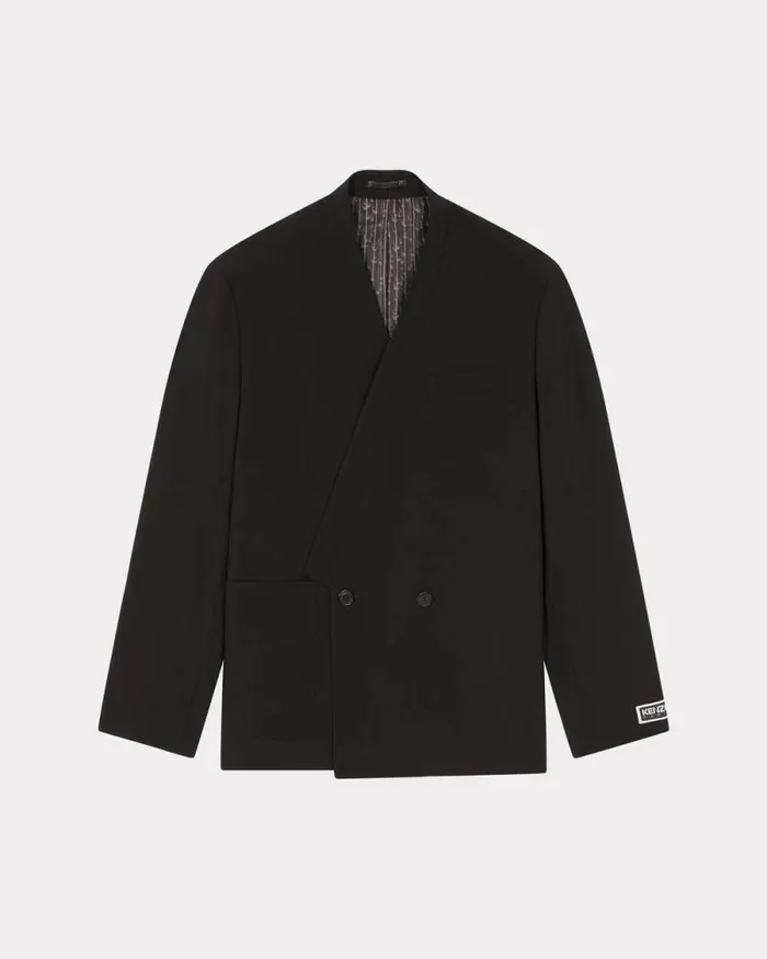 Men Suit Kimono Jacket In Virgin Wool Black Kenzo Jackets And Coats