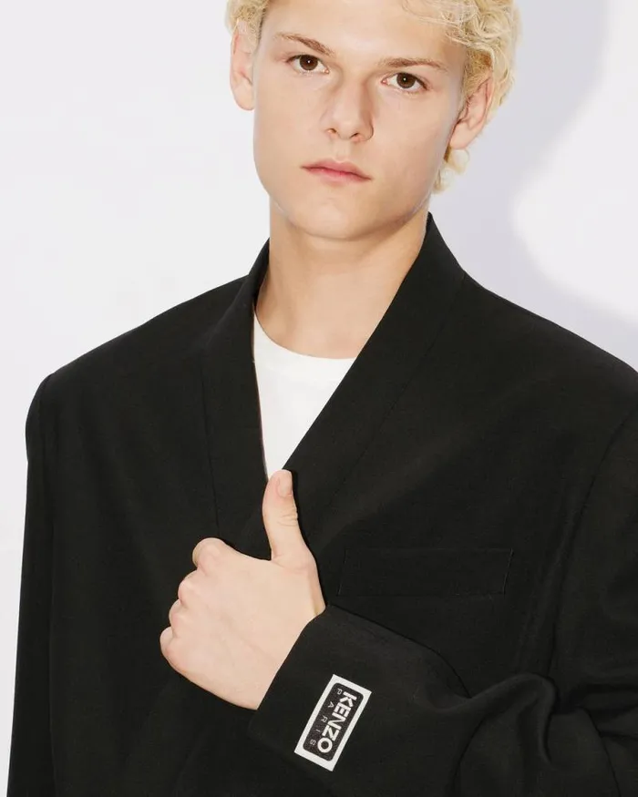 Men Suit Kimono Jacket In Virgin Wool Black Kenzo Jackets And Coats