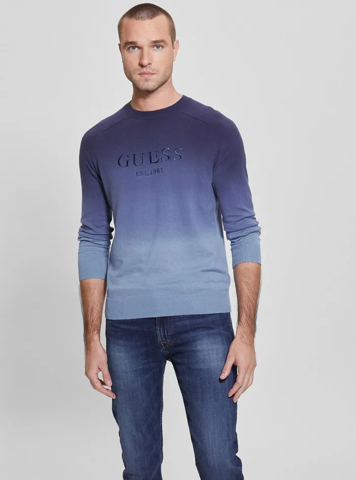 Men Sweaters and Knits GUESS Blue Pace Deep Dye Jumper