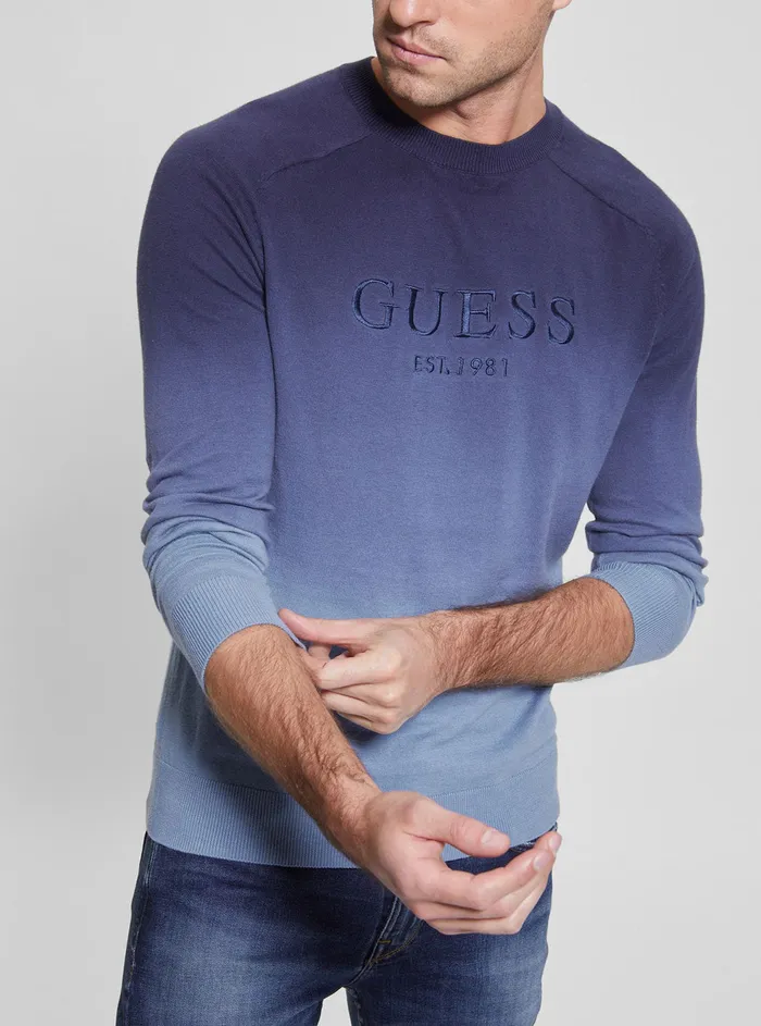 Men Sweaters and Knits GUESS Blue Pace Deep Dye Jumper