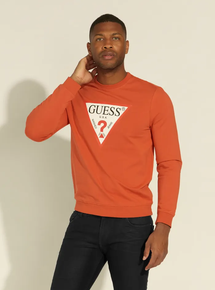 Men Sweaters and Knits GUESS Orange Audley Fleece Jumper
