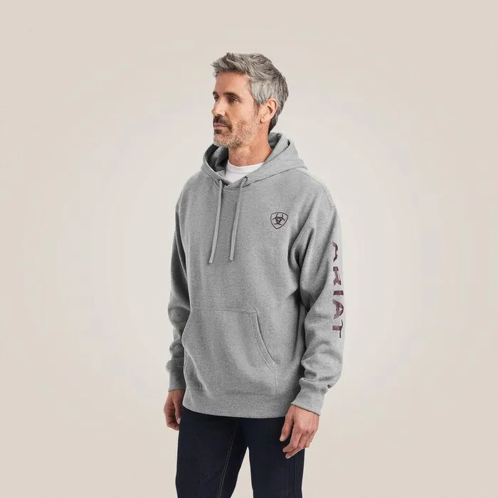 Men Sweatshirts and Hoodies Ariat Ariat Logo Hoodie Heather Grey