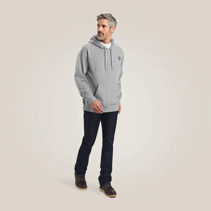 Men Sweatshirts and Hoodies Ariat Ariat Logo Hoodie Heather Grey