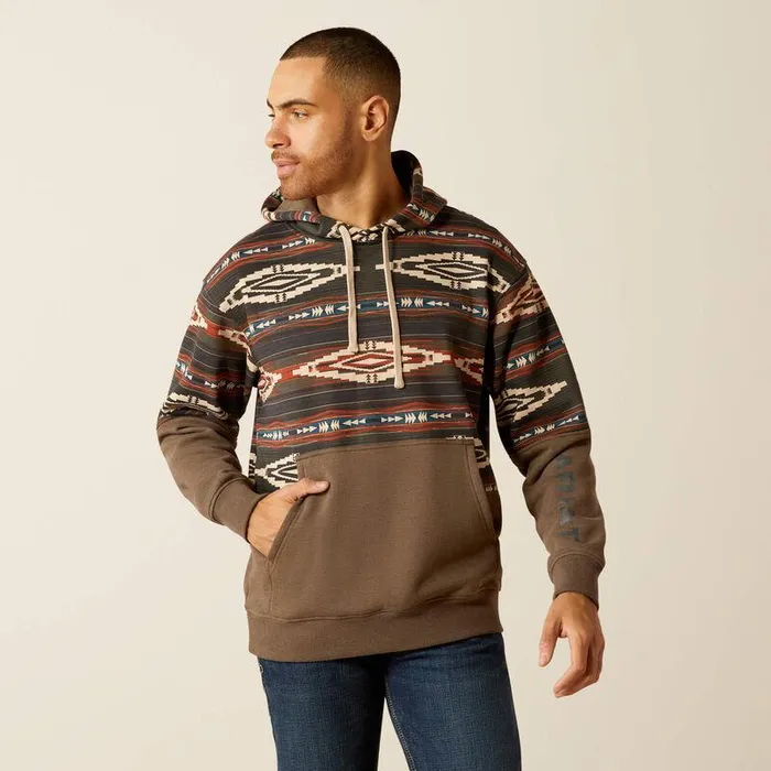 Men Sweatshirts and Hoodies Ariat Color Block Hoodie Brindle