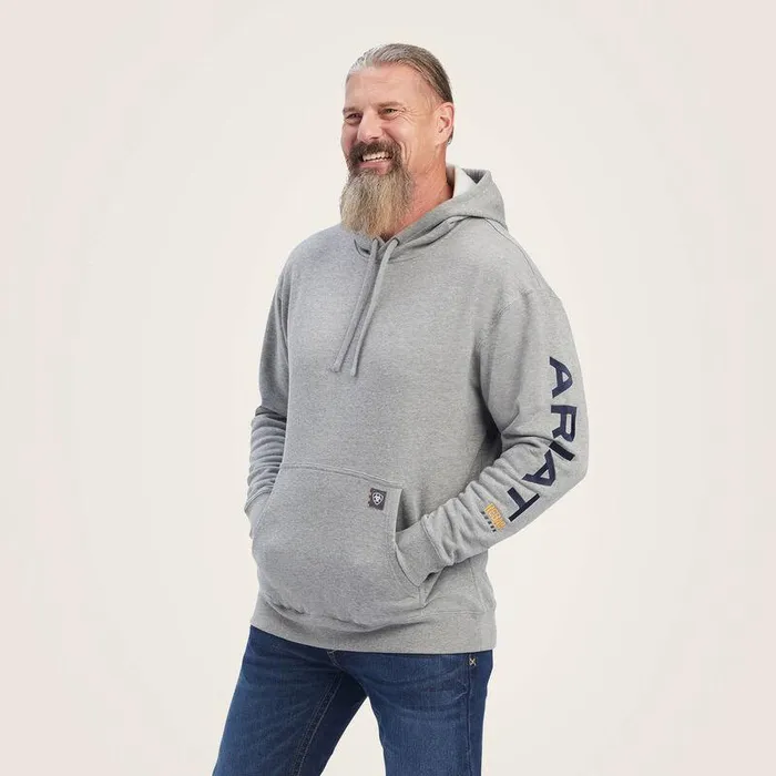 Men Sweatshirts and Hoodies Ariat Rebar Graphic Hoodie Heather Greyanddeep Ultramarine