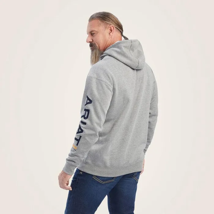 Men Sweatshirts and Hoodies Ariat Rebar Graphic Hoodie Heather Greyanddeep Ultramarine