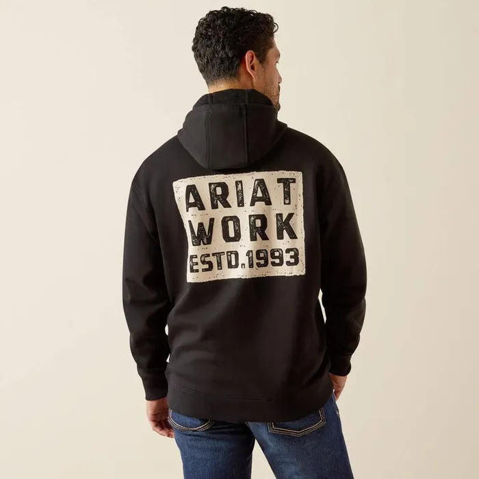 Men Sweatshirts and Hoodies Ariat Rebar Workman Brickyard Hoodie Black