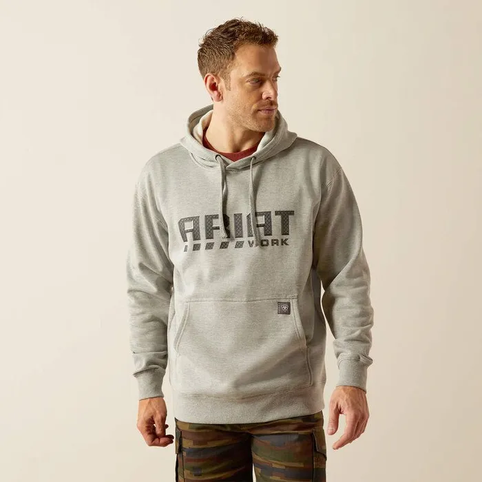 Men Sweatshirts and Hoodies Ariat Rebar Workman Drive Hoodie Heather Grey