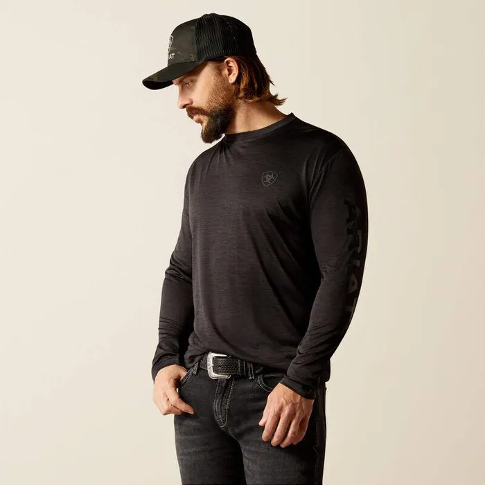 Men TShirts and Polos Ariat Charger Logo TShirt Black Heatherblack