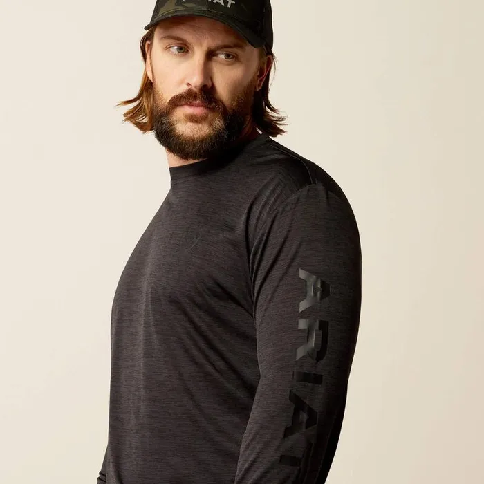 Men TShirts and Polos Ariat Charger Logo TShirt Black Heatherblack
