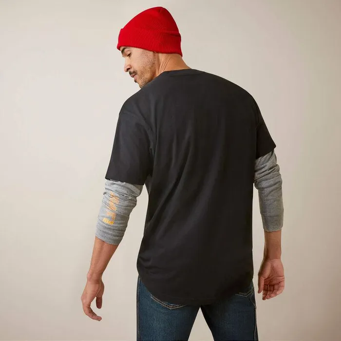 Men TShirts and Polos Ariat Rebar Cotton Strong Dually Blackand Heather Grey Men TShirts and Polos Ariat Rebar Cotton Strong Dually Blackand Heather Grey