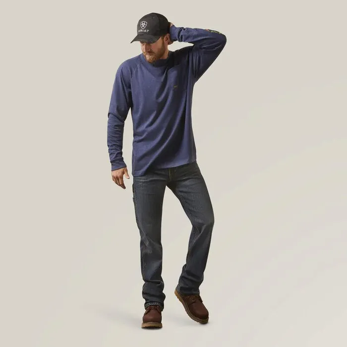 Men TShirts and Polos Ariat Rebar Cotton Strong Graphic TShirt Navy Heather