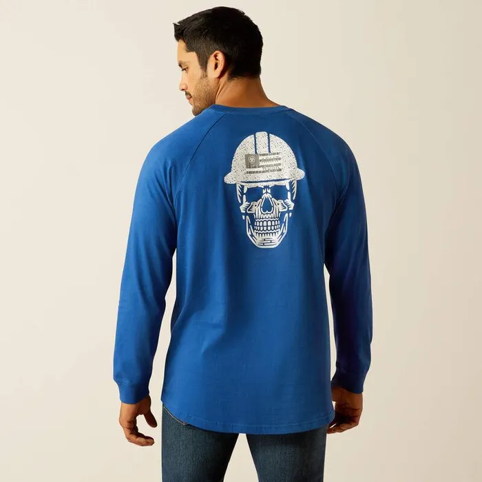 Men TShirts and Polos Ariat Rebar Cotton Strong Roughneck TShirt Glacier Blue