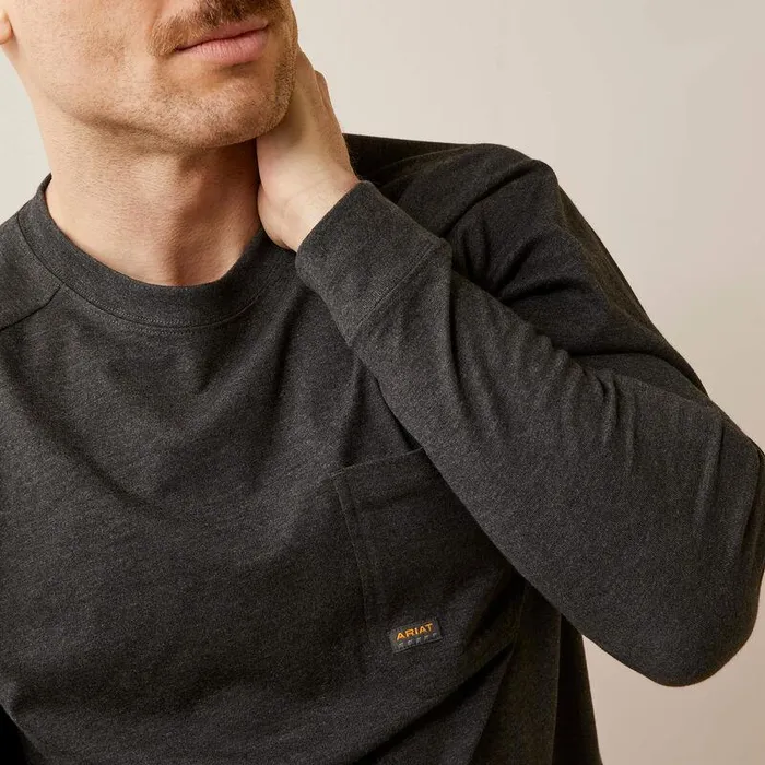 Men TShirts and Polos Ariat Rebar Cotton Strong TShirt Charcoal Heather