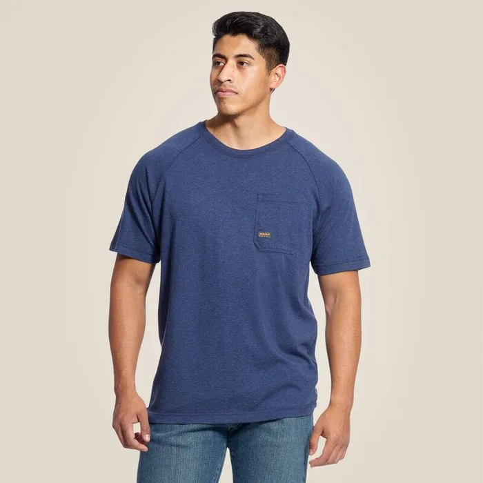 Men TShirts and Polos Ariat Rebar Cotton Strong TShirt Navy Heather