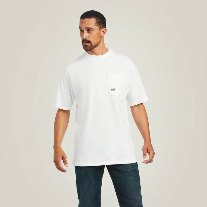Men TShirts and Polos Ariat Rebar Cotton Strong TShirt White