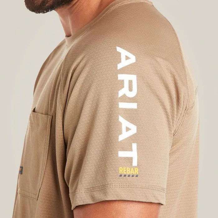 Men TShirts and Polos Ariat Rebar Heat Fighter TShirt Khaki